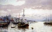 unknow artist Seascape, boats, ships and warships. 17 oil on canvas